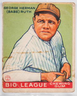 1933 GOUDEY GUM CO "BABE" RUTH BASEBALL CARD: No. 181 out of 240 Baseball Stars.