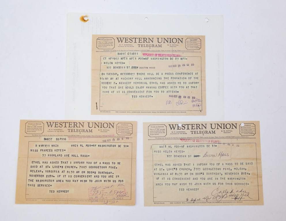 1968 TELEGRAMS from ETHEL & TED KENNEDY (1 of 5)