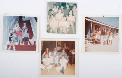 JOHN F. KENNEDY, Jr. & AUCHINCLOSS GRANDCHILDREN: (4) Unpublished color photographs including (2) dated 1964 with Cecil, John F. Kennedy, Jr., Ivan Steers, Anthony Radziwill, Tina Radziwill, Caroline, Maya, Burr and Hugh Steers. The second dated