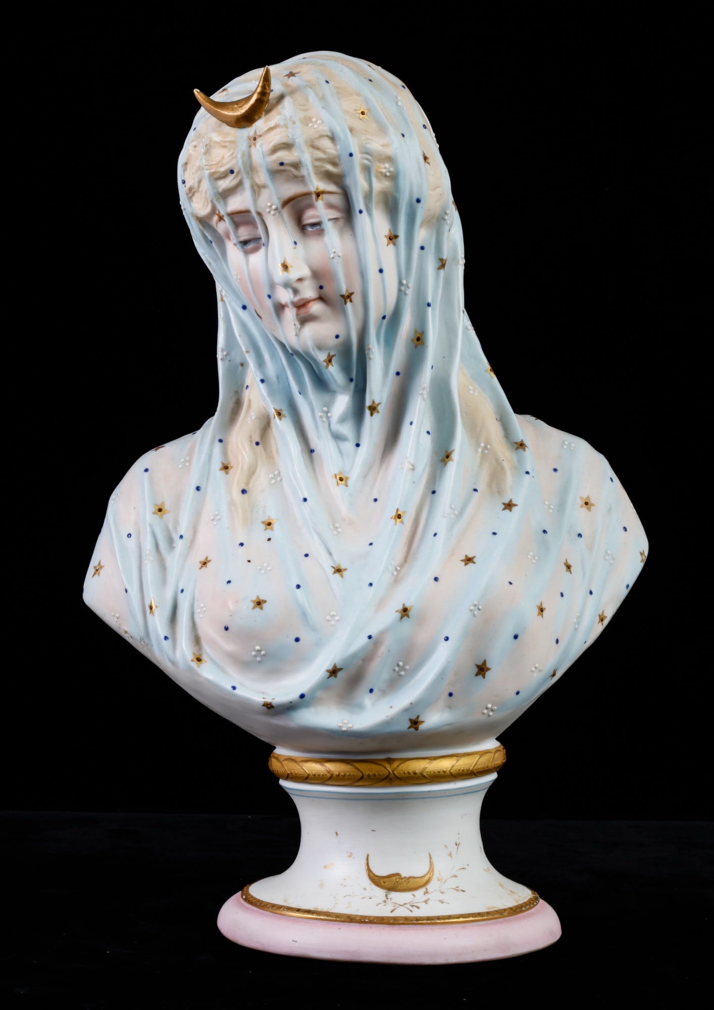 BISQUE PORCELAIN BUST OF WOMAN IN VEIL (1 of 14)