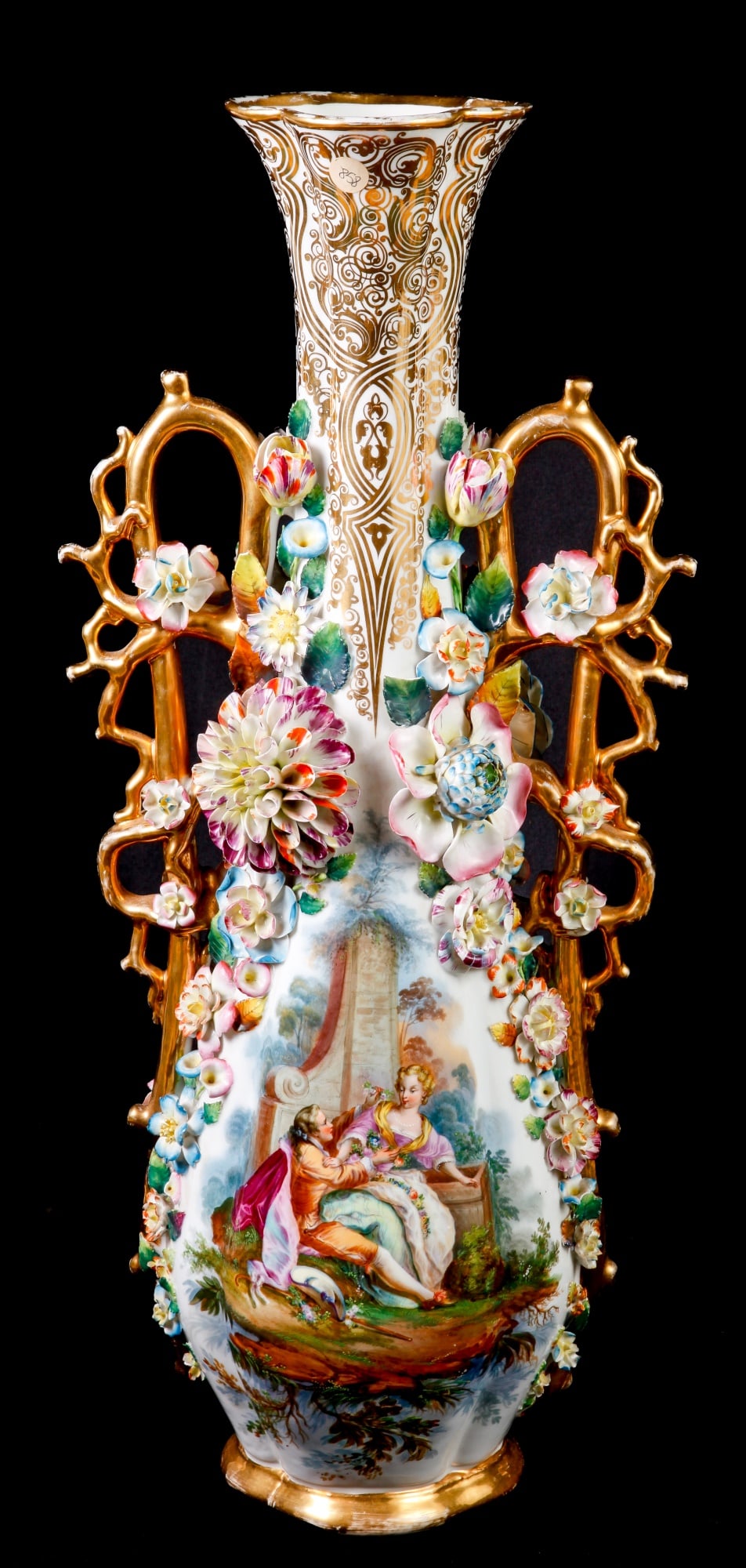 LARGE PARIS PORCELAIN HANDLED VASE (1 of 17)