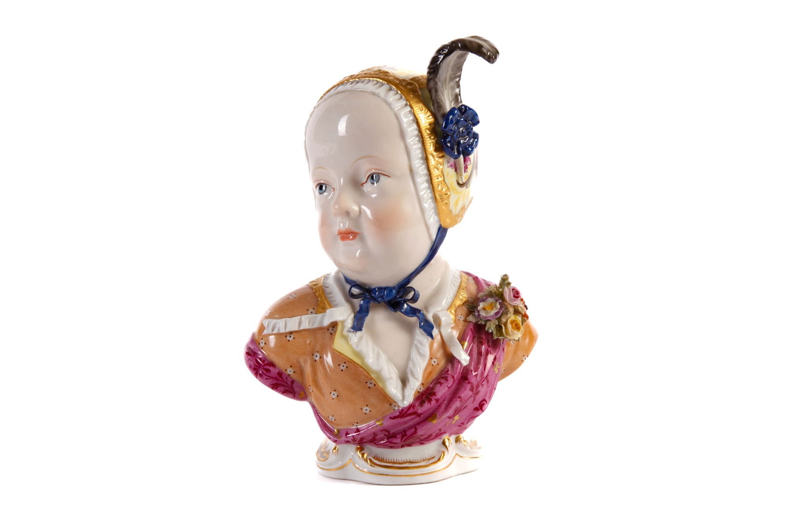 (19th c) CONTINENTAL PORCELAIN BUST of GIRL (1 of 11)