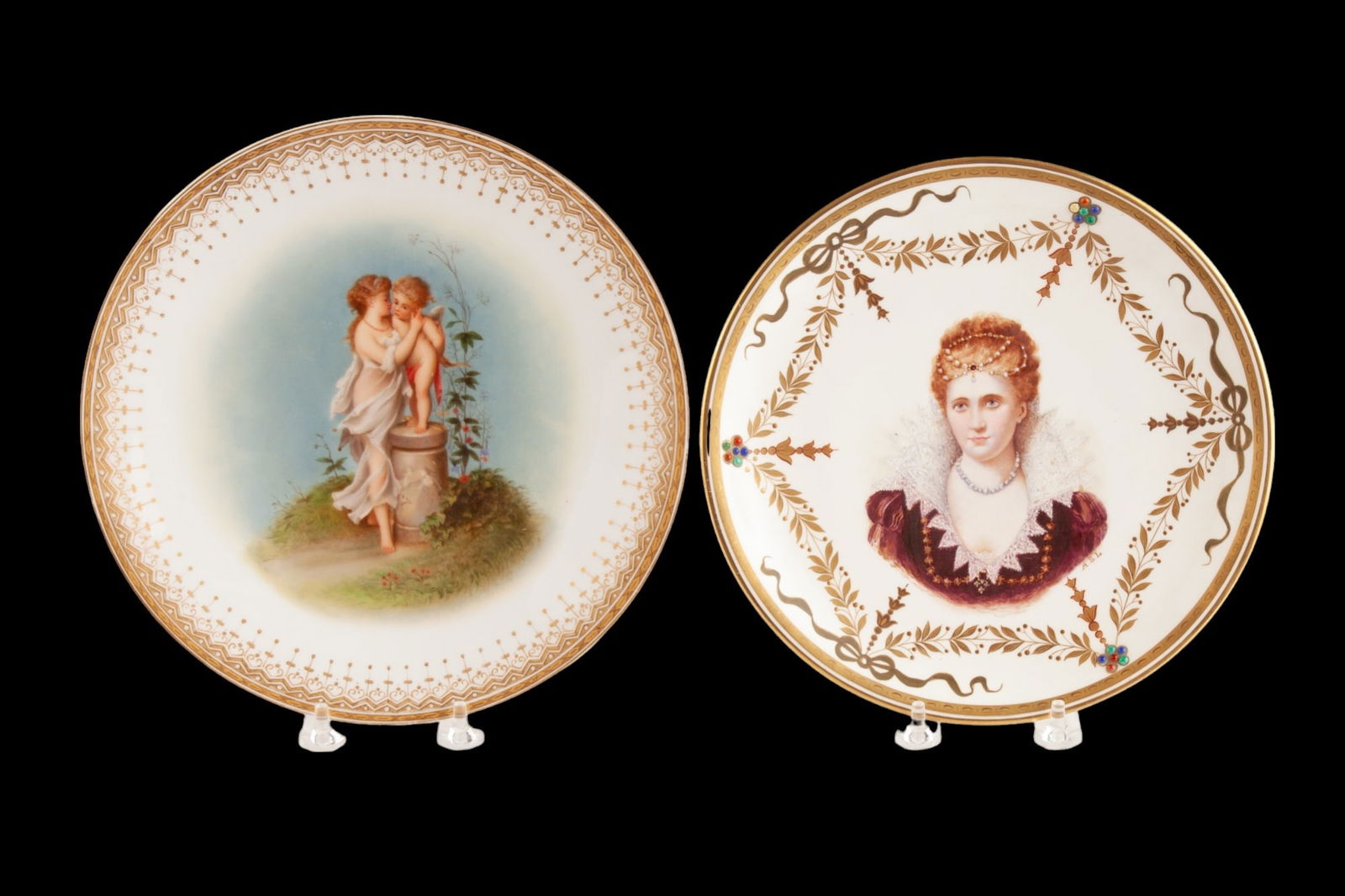 (2) HAND PAINTED PORCELAIN PLATES (1 of 12)