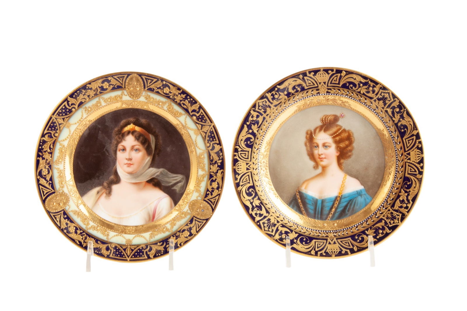 PAIR of HAND PAINTED DRESDEN CABINET PLATES (1 of 11)