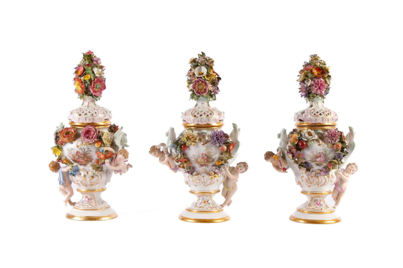 (19th c) MEISSEN PORCELAIN GARNITURE SET (1 of 16)
