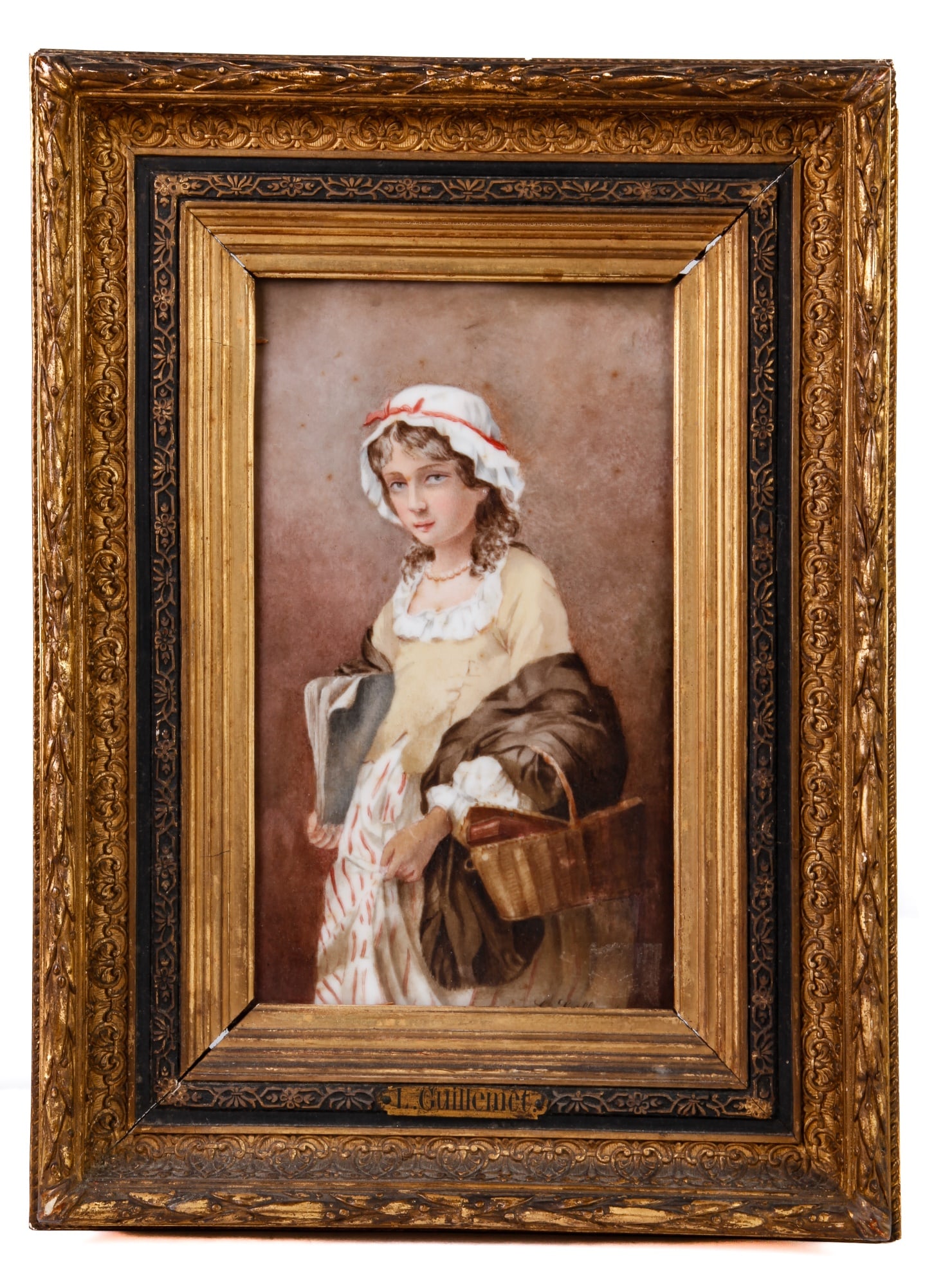 FRAMED HAND PAINTED PORCELAIN PORTRAIT PLAQUE (1 of 8)