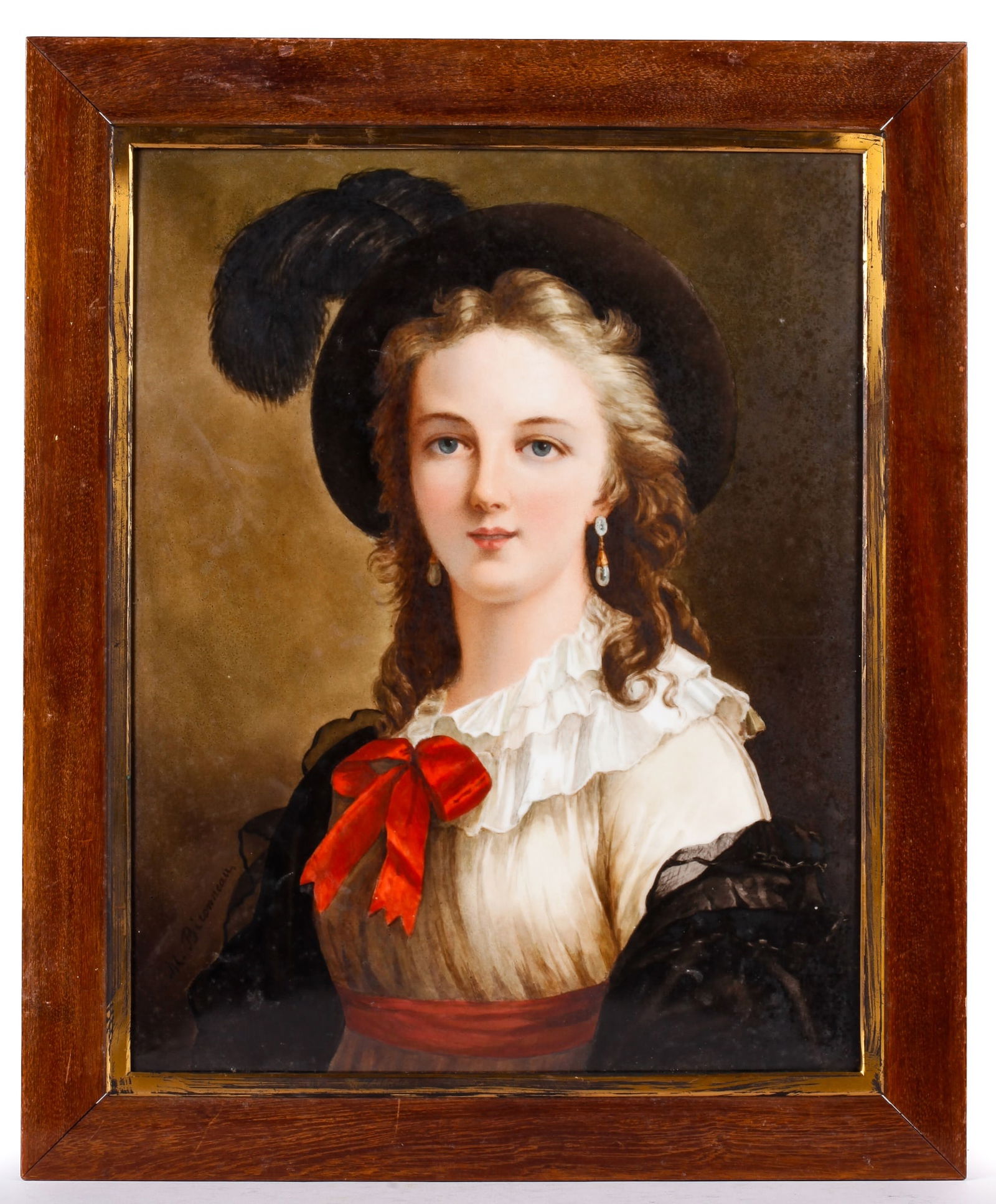 LARGE HAND PAINTED PORCELAIN PORTRAIT PLAQUE (1 of 15)