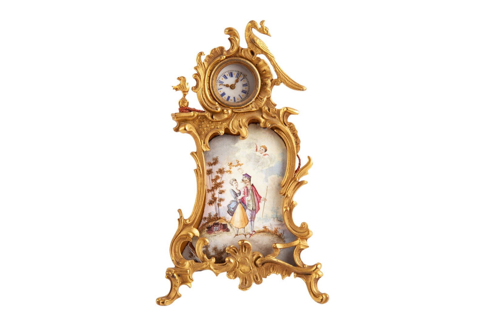 PAINTED FRENCH ENAMEL PLAQUE WITH CLOCK (1 of 12)