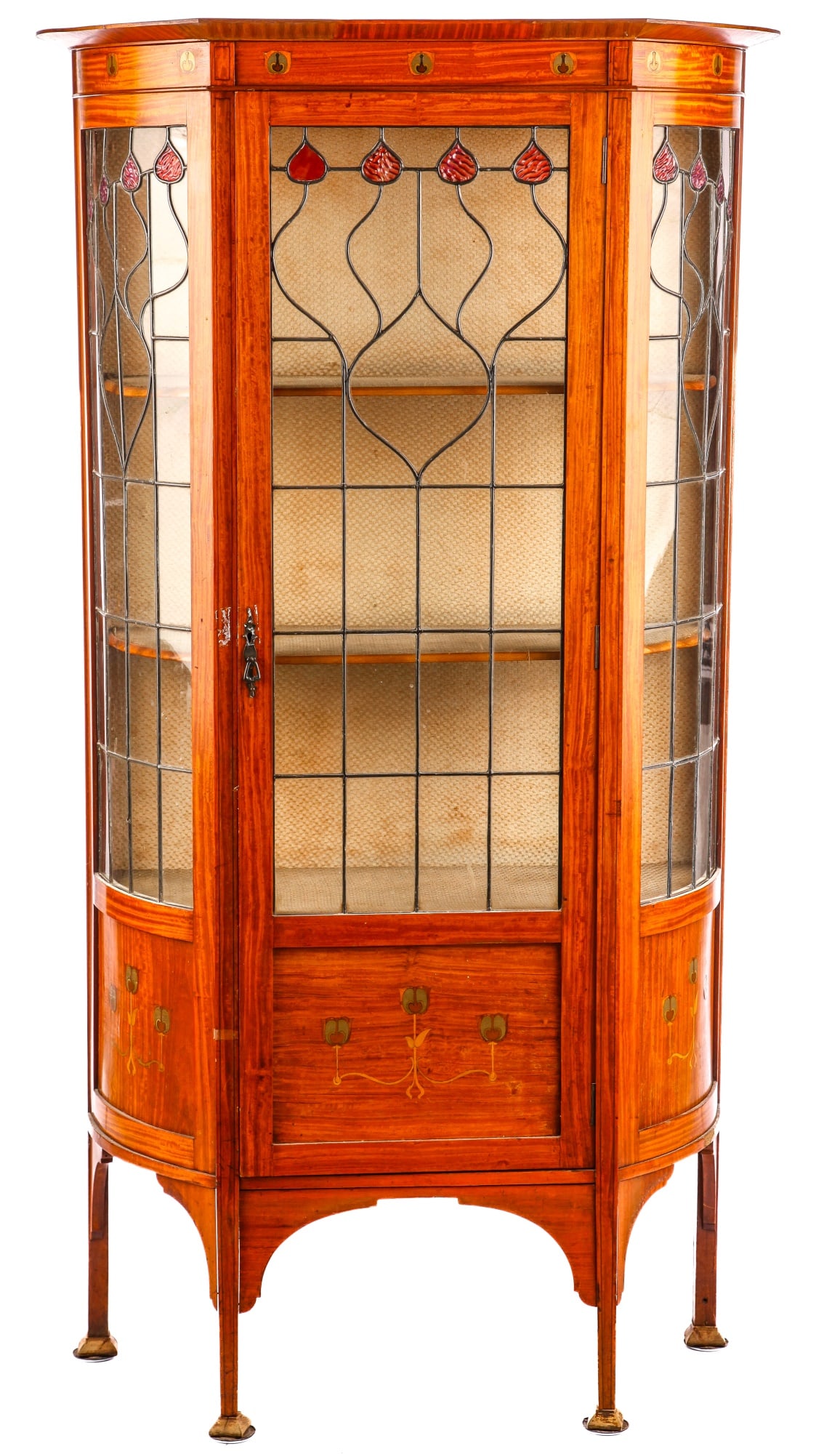 ART NOUVEAU SATINWOOD  GLASS DISPLAY CABINET (1 of 14)