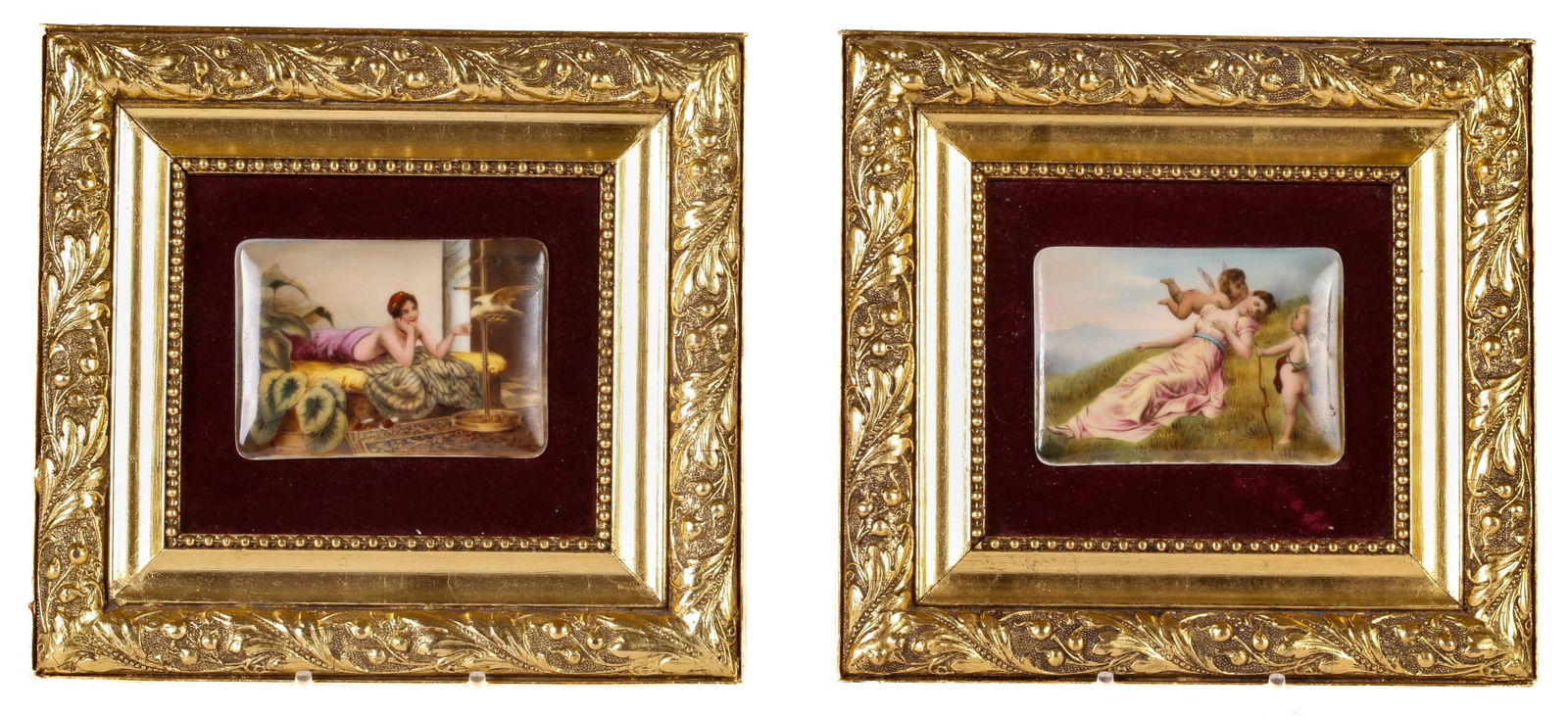 PAIR of DECORATIVE (20th c) PORCELAIN PLAQUES (1 of 13)