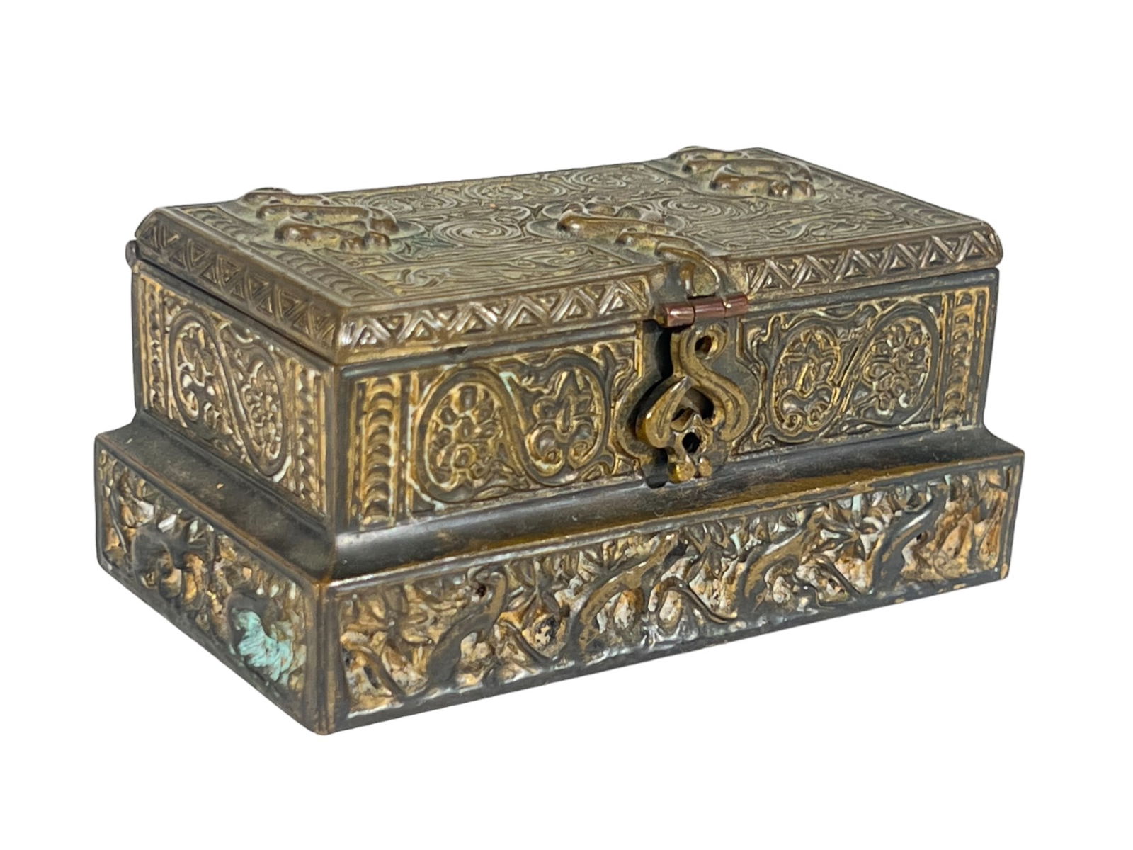 TIFFANY STUDIOS GILT BRONZE VENETIAN PATTERN BOX (1 of 5)