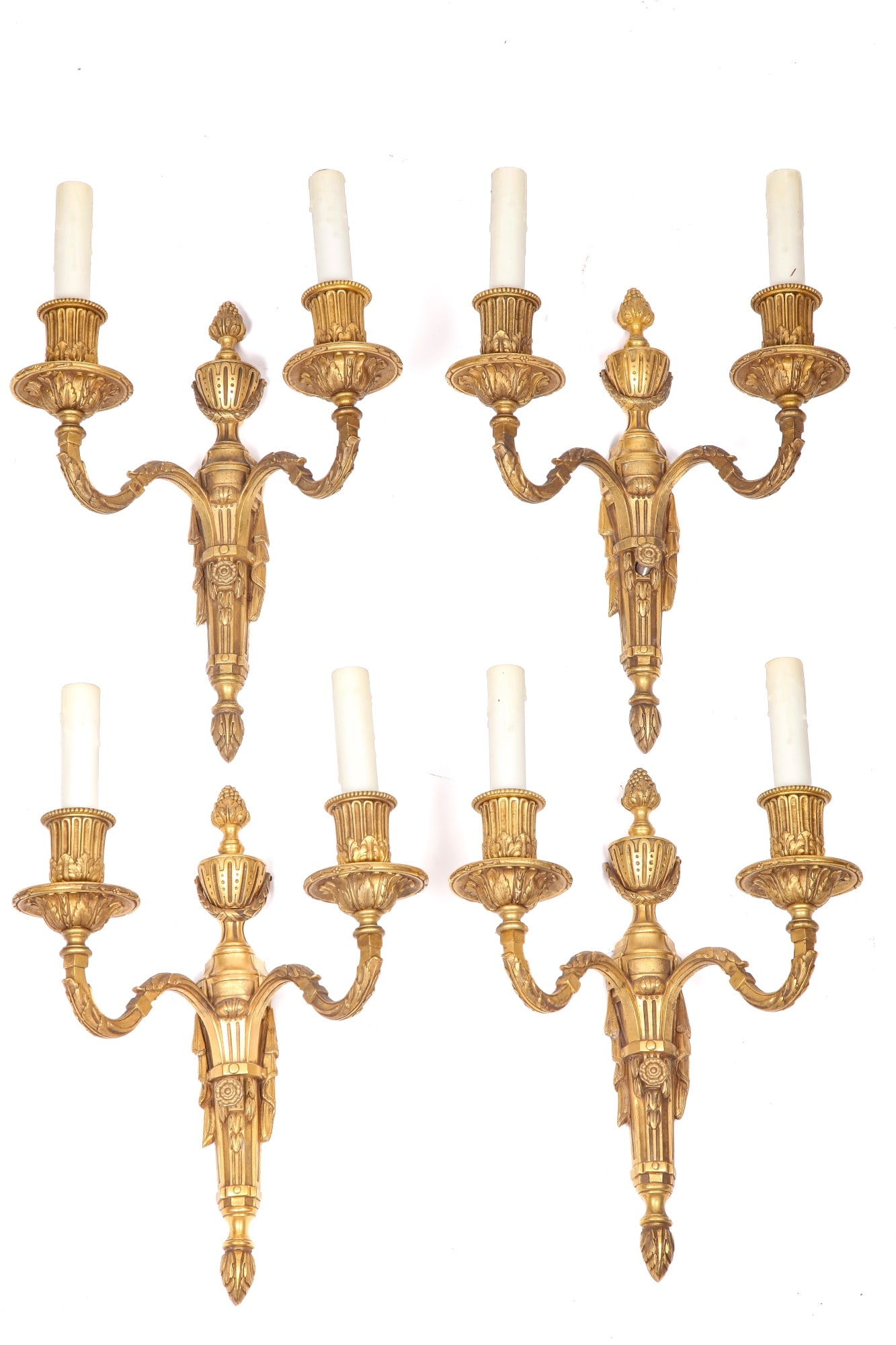 SET of (4) TWO-LIGHT BRONZE WALL SCONCES (1 of 5)