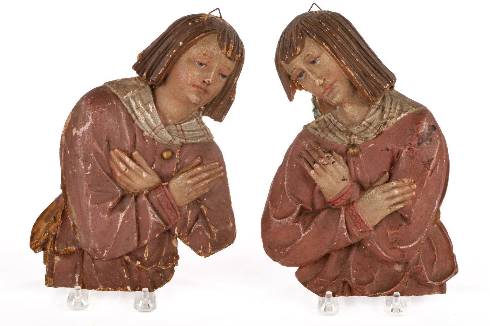 (15th/16th?) c CARVED BIBLICAL FRAGMENTS: "Only the Blessing" carved and painted wood in low relief. 9 1/2 x 6 1/2 inches