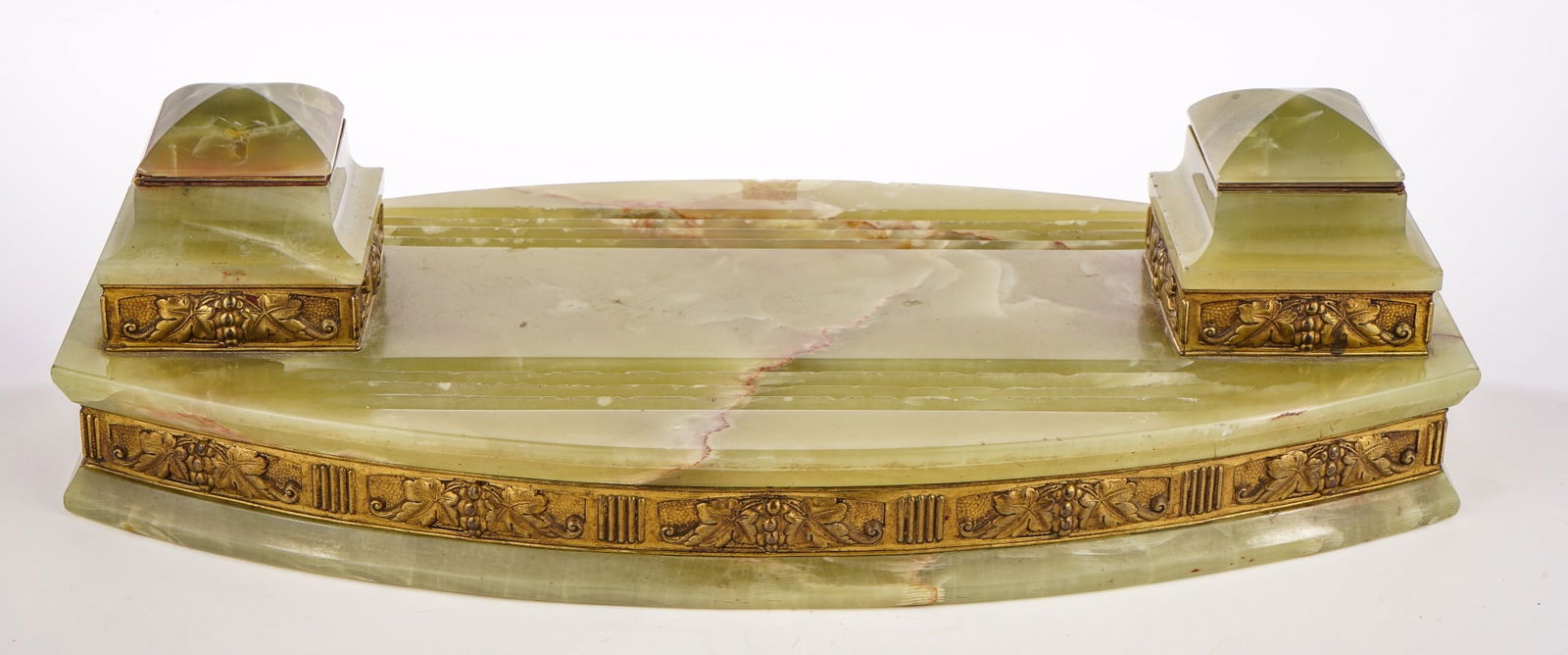 ART DECO ONYX INK STAND with BRONZE MOUNTS (1 of 7)