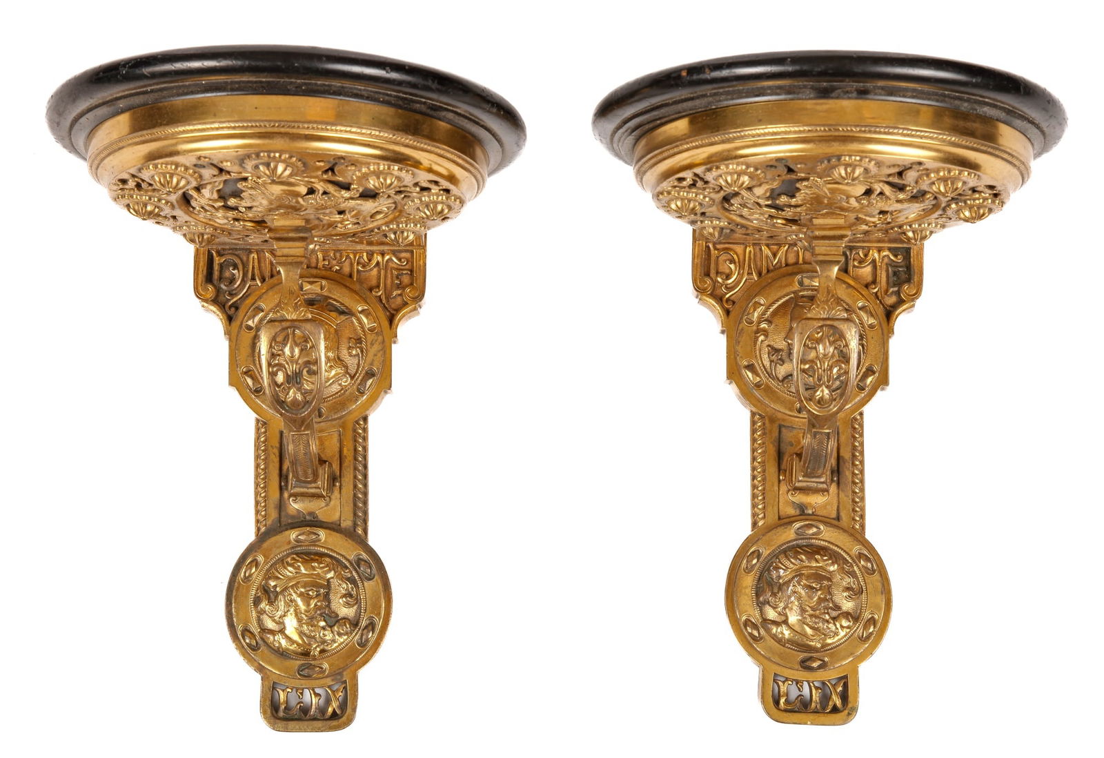 PR (19thc) FRENCH RENAISSANCE BRONZE WALL BRACKETS (1 of 12)