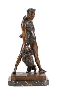 AFTER GEORGE de CHEMELLIER (1835-1907): "Get Up" bronze 23 1/2 inches (not including marble base)