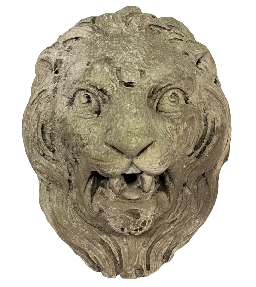 CARVED WHITE CARRARA MARBLE LION HEAD FOUNTAIN (1 of 9)