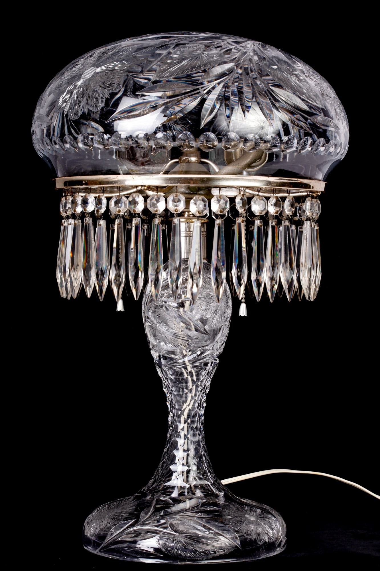 PAIRPOINT CUT GLASS (2) LIGHT TABLE LAMP (1 of 17)