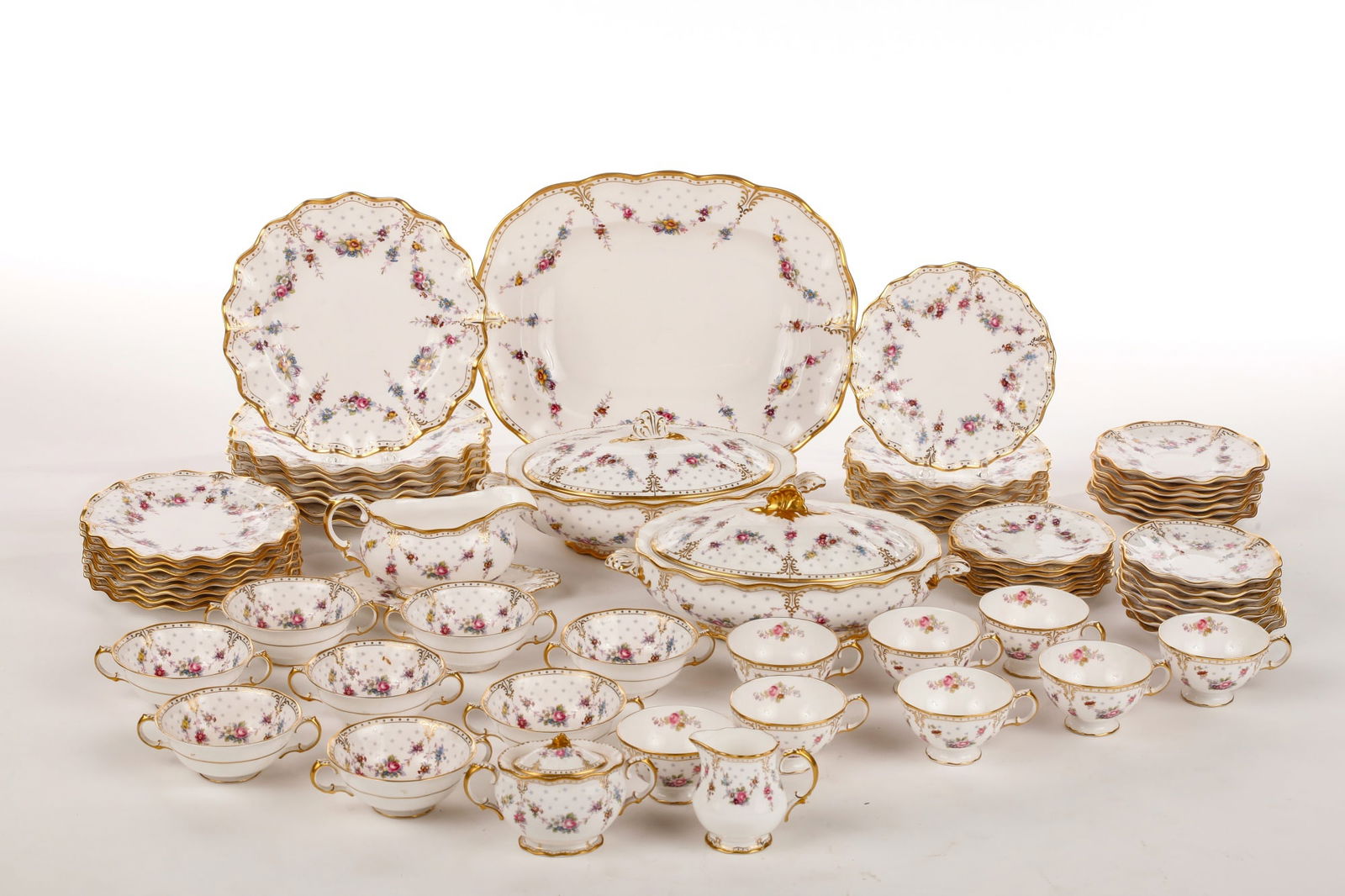 ROYAL CROWN DERBY "ROYAL ANTOINETTE" CHINA SET (1 of 10)
