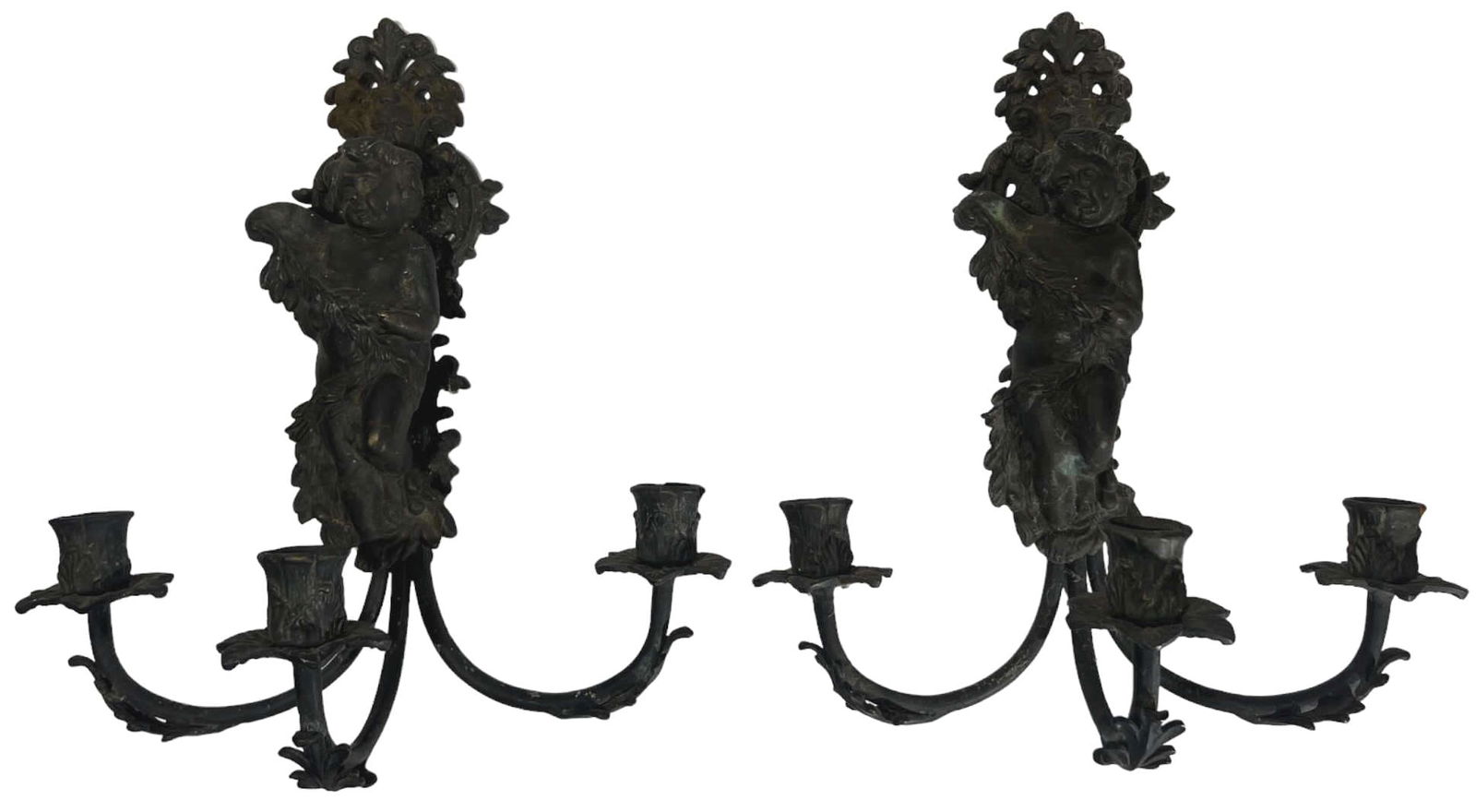 (19th / 20th c) FIGURAL (3) LIGHT WALL SCONCES (1 of 10)