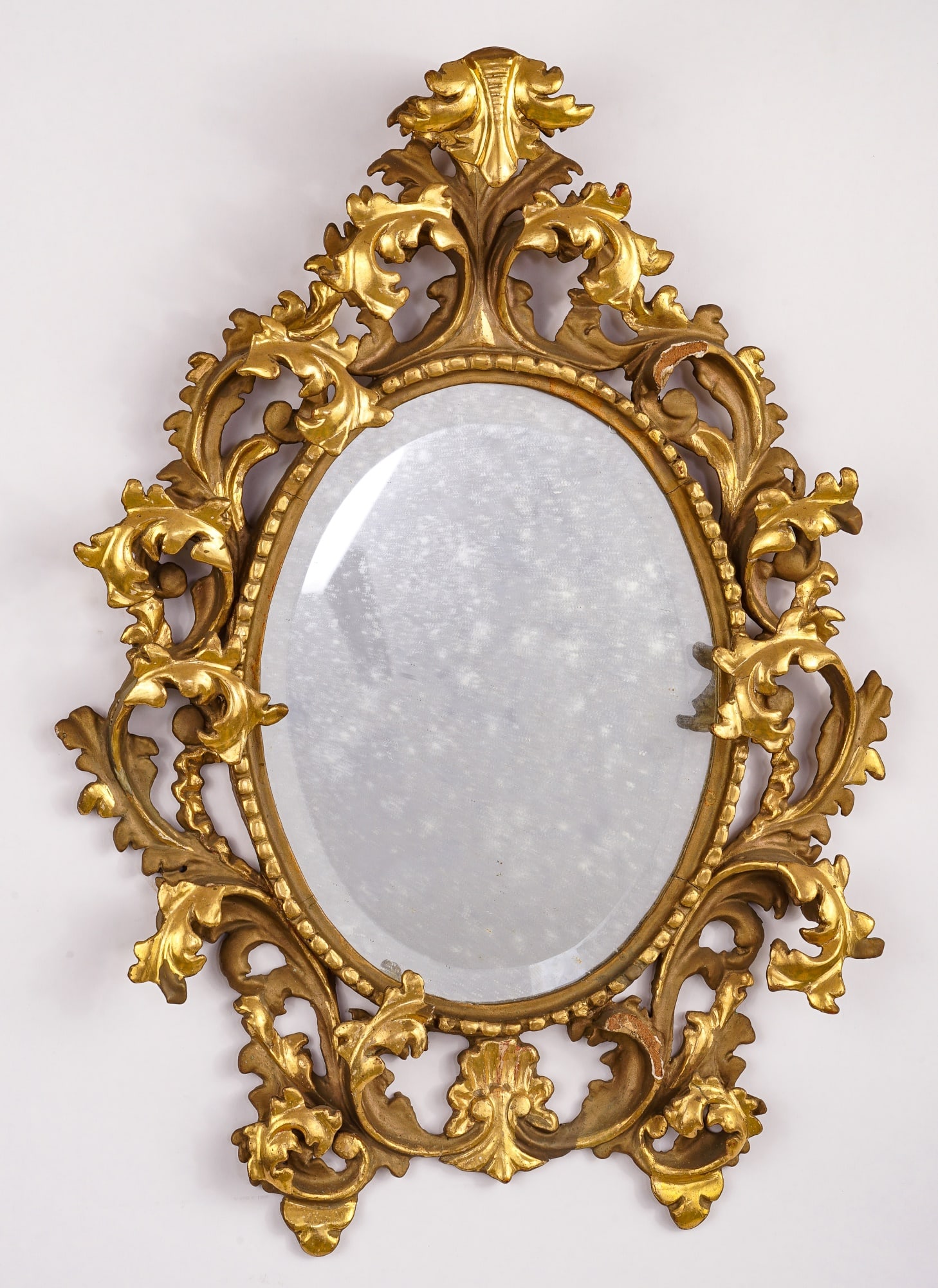 (19th c) CARVED and GILT FLORENTINE LOOKING GLASS (1 of 11)