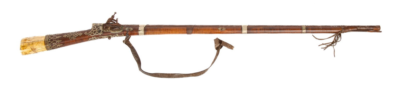 (18th c) CAUCASIAN FLINTLOCK with SILVER MOUNTS (1 of 14)