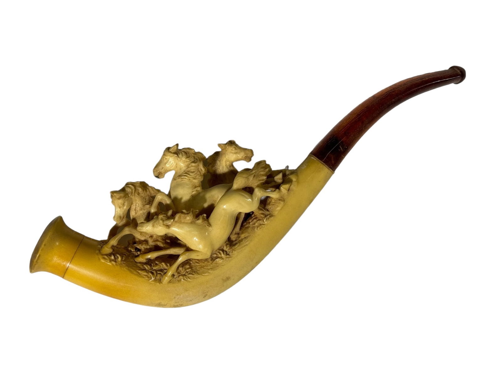 CARVED MEERSCHAUM PIPE w/ HORSES (1 of 9)
