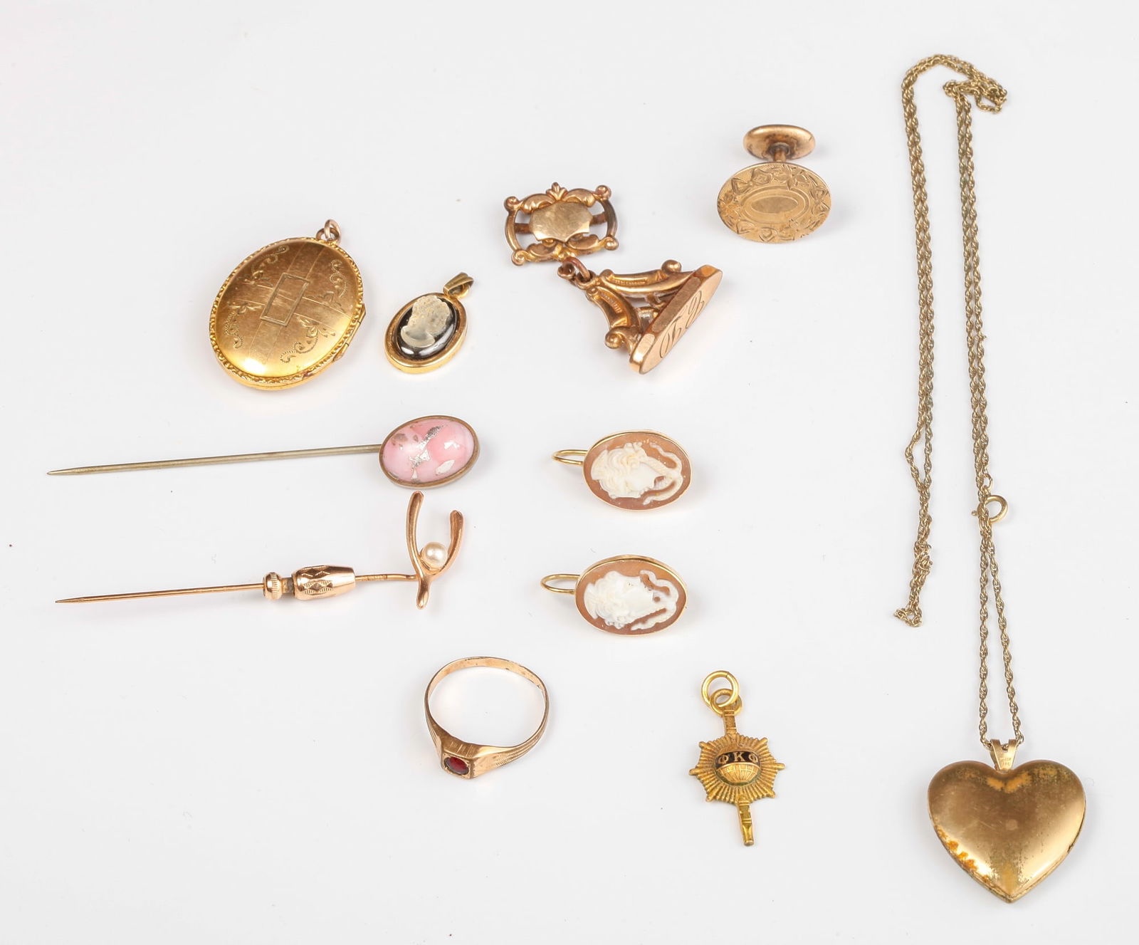 GROUPING of GOLD FILLED CAMEOS, STICK PINS etc (1 of 8)