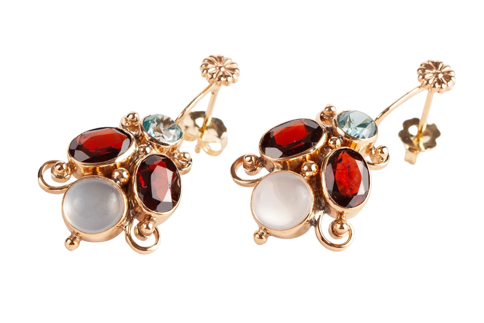 14k GOLD DANGLE EARRINGS w/ GEMSTONES (1 of 10)