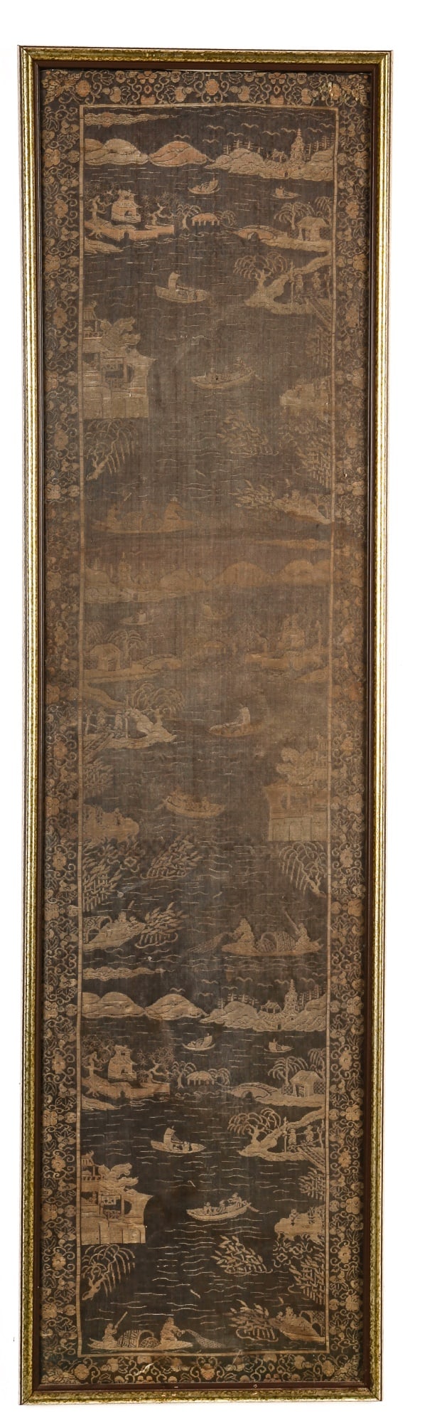 LARGE (Early 20th c) FRAMED CHINESE SILK PANEL (1 of 5)