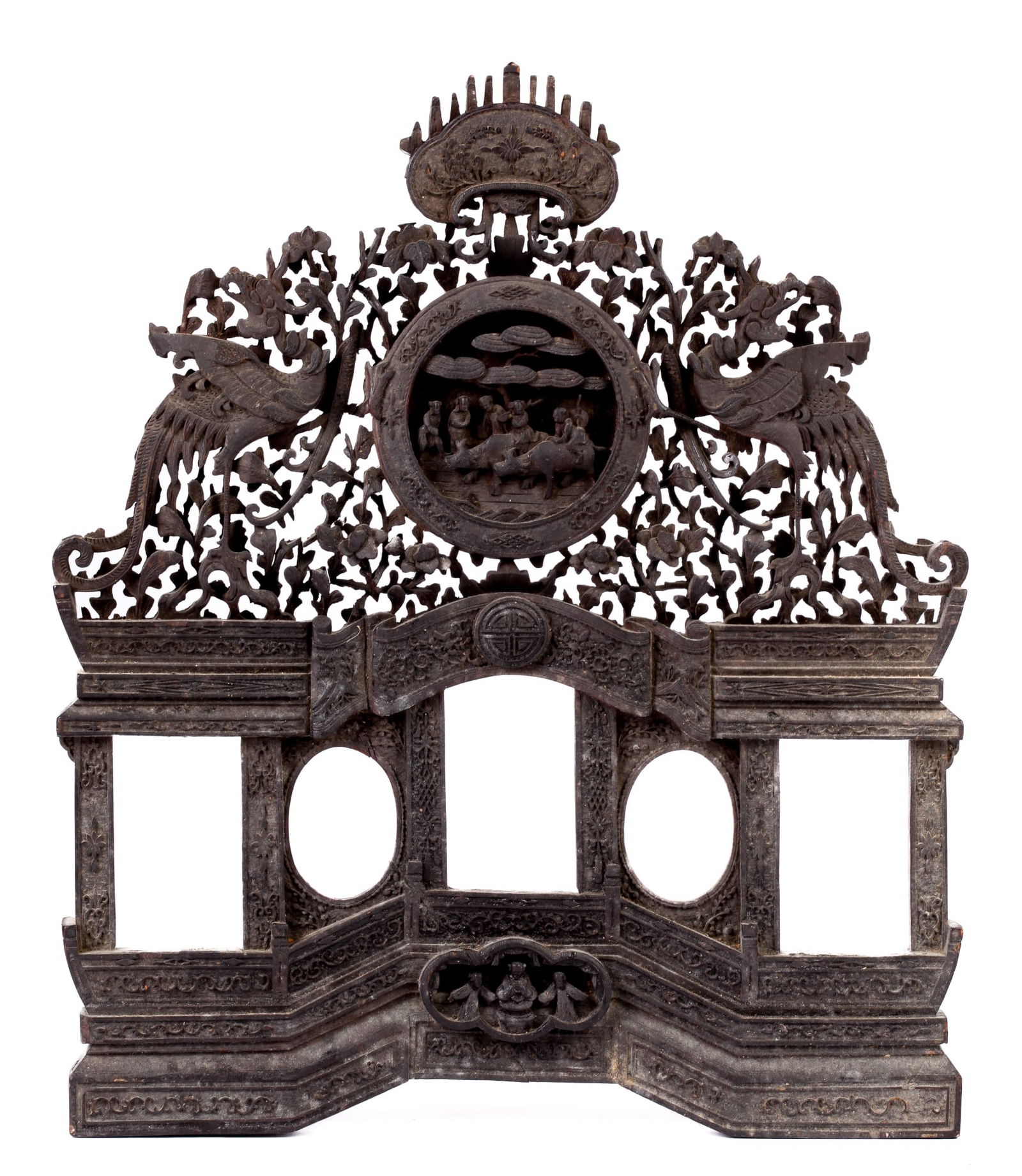 (19th c) CHINESE CARVED and PIERCED PICTURE FRAME (1 of 14)