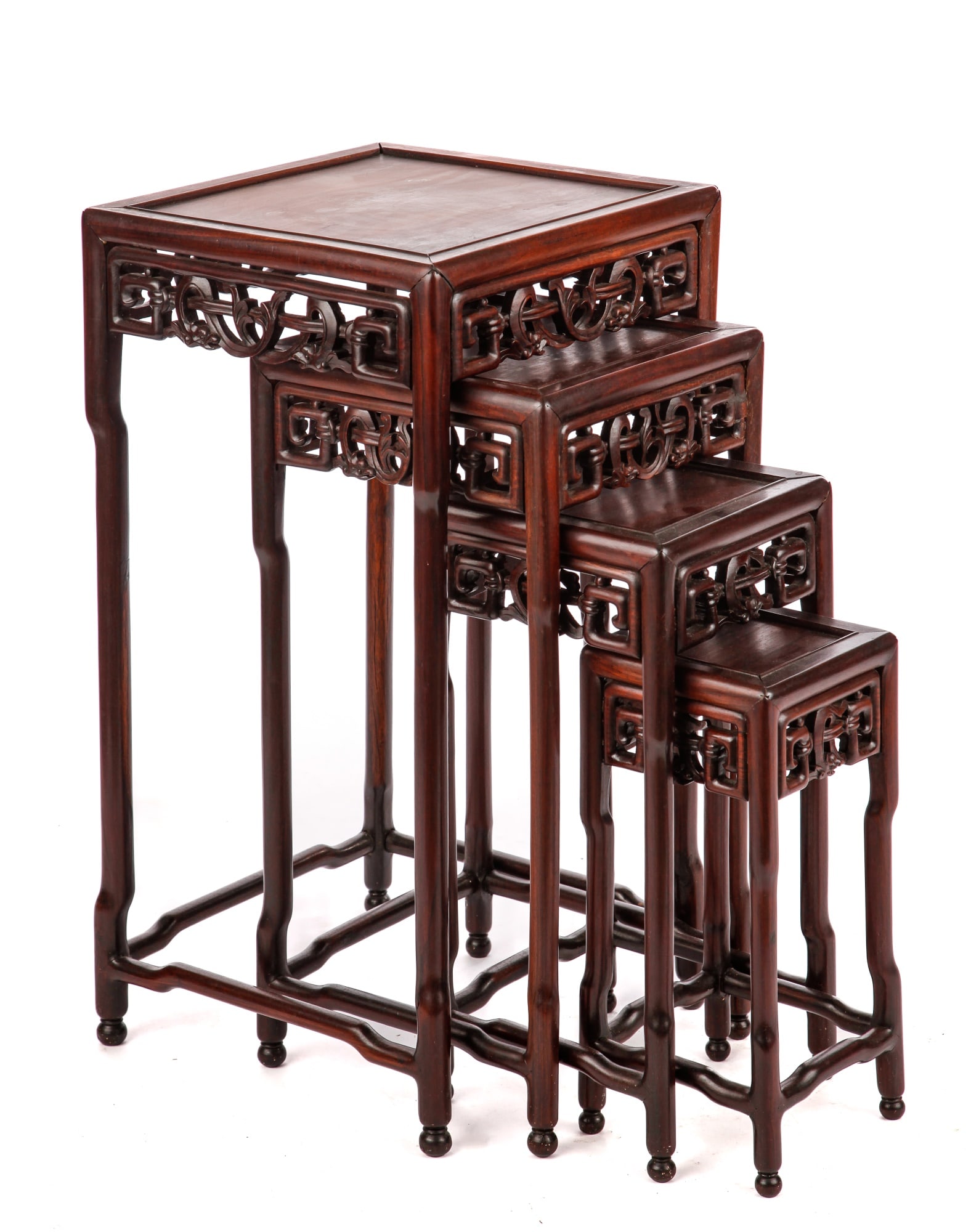 (4) NESTING CHINESE ROSEWOOD STANDS: 29 x 15 x 15 inches (and smaller)