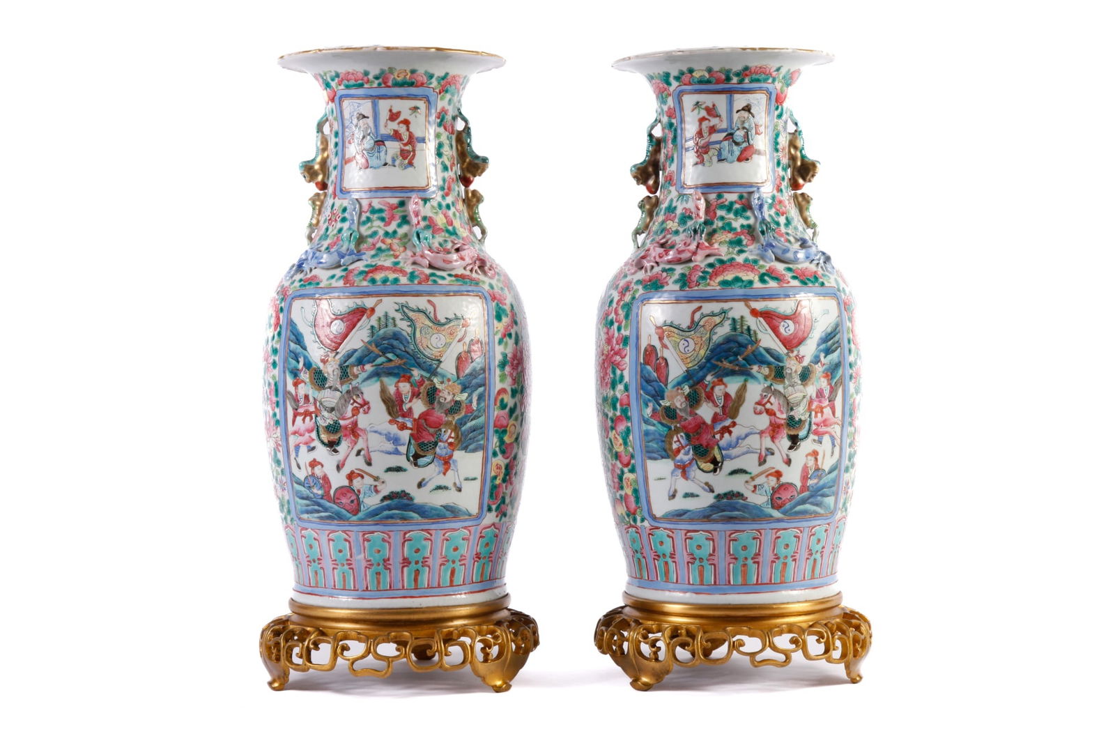 PAIR of (19th) CHINESE FAMILLE ROSE BALUSTER VASES (1 of 20)