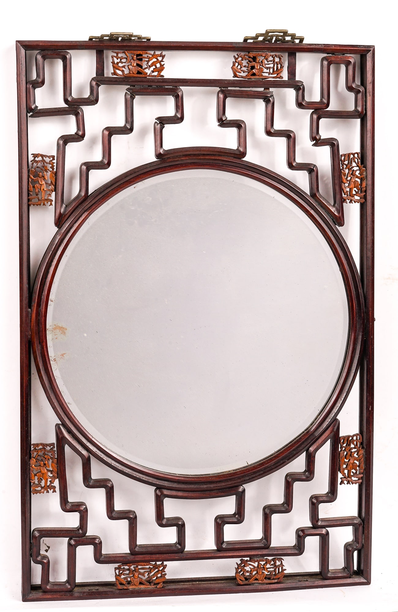 CHINESE CARVED WOOD MIRROR (1 of 9)