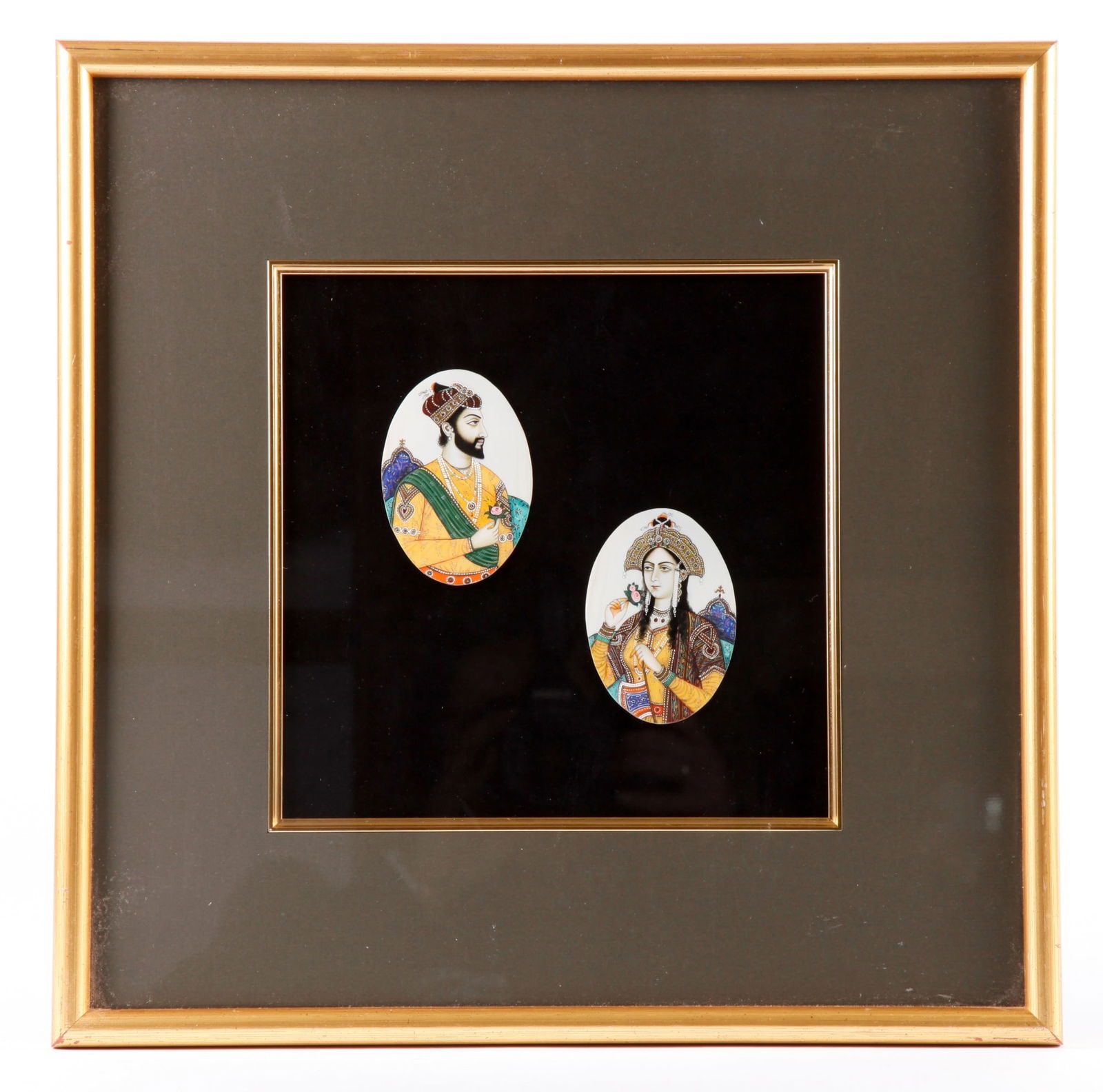 PAIR of FRAMED INDIAN MINIATURE PORTRAIT PAINTINGS (1 of 4)