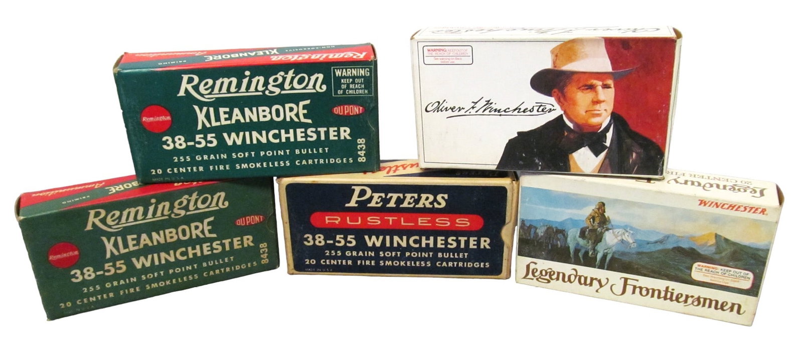 5 BOXES OF .38-55 CARTRIDGES: including Remington, Winchester, and Peters