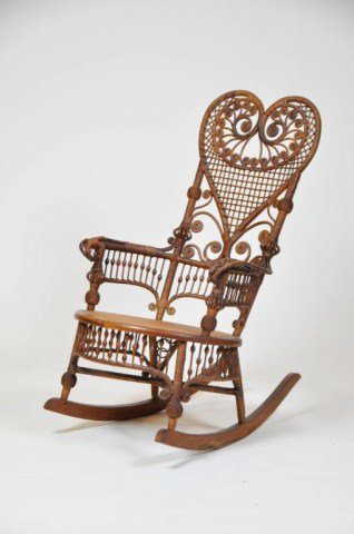 126: Victorian fancy period wicker rocking chair