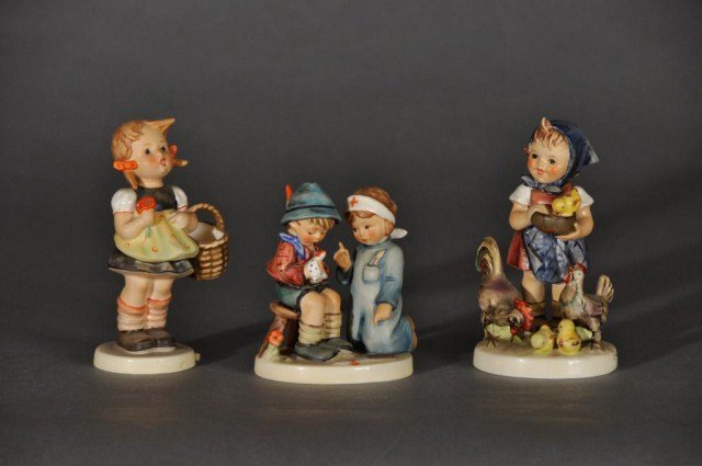 Lot of three Hummel figures consisting of "Sister": Lot of three Hummel figures consisting of "Sister" TMK-3, "Feeding Time" TMK-5 and "Little Nurse" TMK-6. Tallest: 5 1/4"