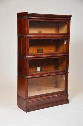 Globe-Wernicke Co. four piece sectional bookcase.: Globe-Wernicke Co. four piece sectional bookcase, Size D-398 Pattern 108. H: 59 1/2" W: 34"