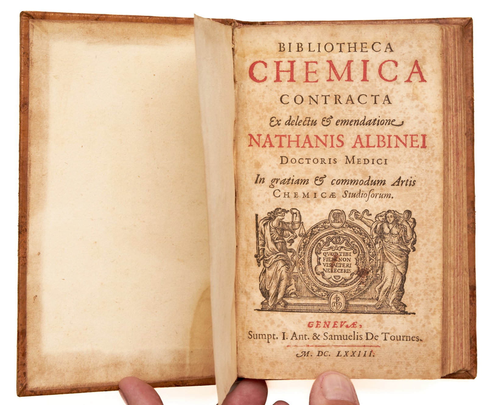 ALBINEUS, Nathan (Nathan d’Aubigné) (Nathan Aubigné de la Fosse): ALBINEUS, Nathan (Nathan d’Aubigné) (Nathan Aubigné de la Fosse) Bibliotheca Chemica contracta ex delectu & emendatioen Nathanis Albinei Doctoris Medici.In gratiam & commodum Artis Che