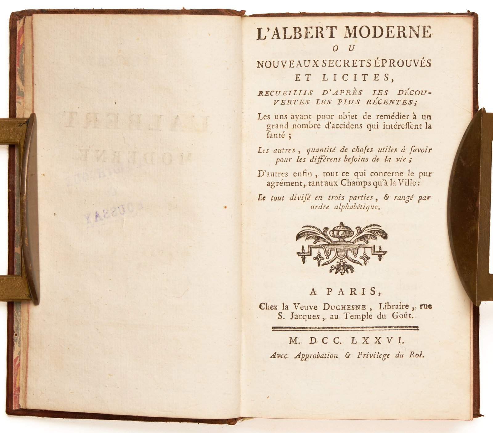 (ALLETZ, Pons Augustin) (1703-1785): (ALLETZ, Pons Augustin) (1703-1785) L’Albert Moderne ou Nouveaux Secrets eprouvés et licites, Recueillis d’après les découvertes les plus récentes… Paris: Chez la