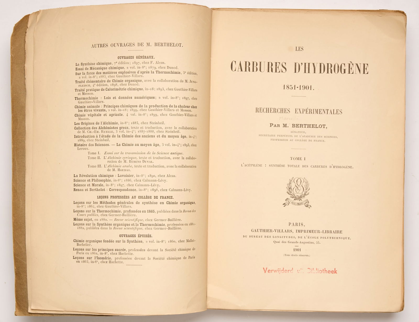 BERTHELOT, M. (Marcelin) (1 of 3)