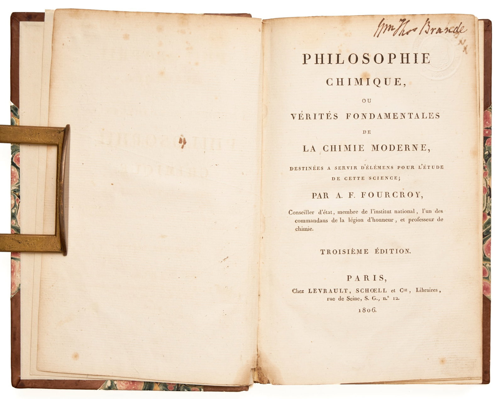 FOURCROY, Antoine François de: FOURCROY, Antoine François de Philosophie Chimique ou Vérités Fondamentales de La Chimie Moderne, destinées a server d’élémens pour l’étude de cette scie