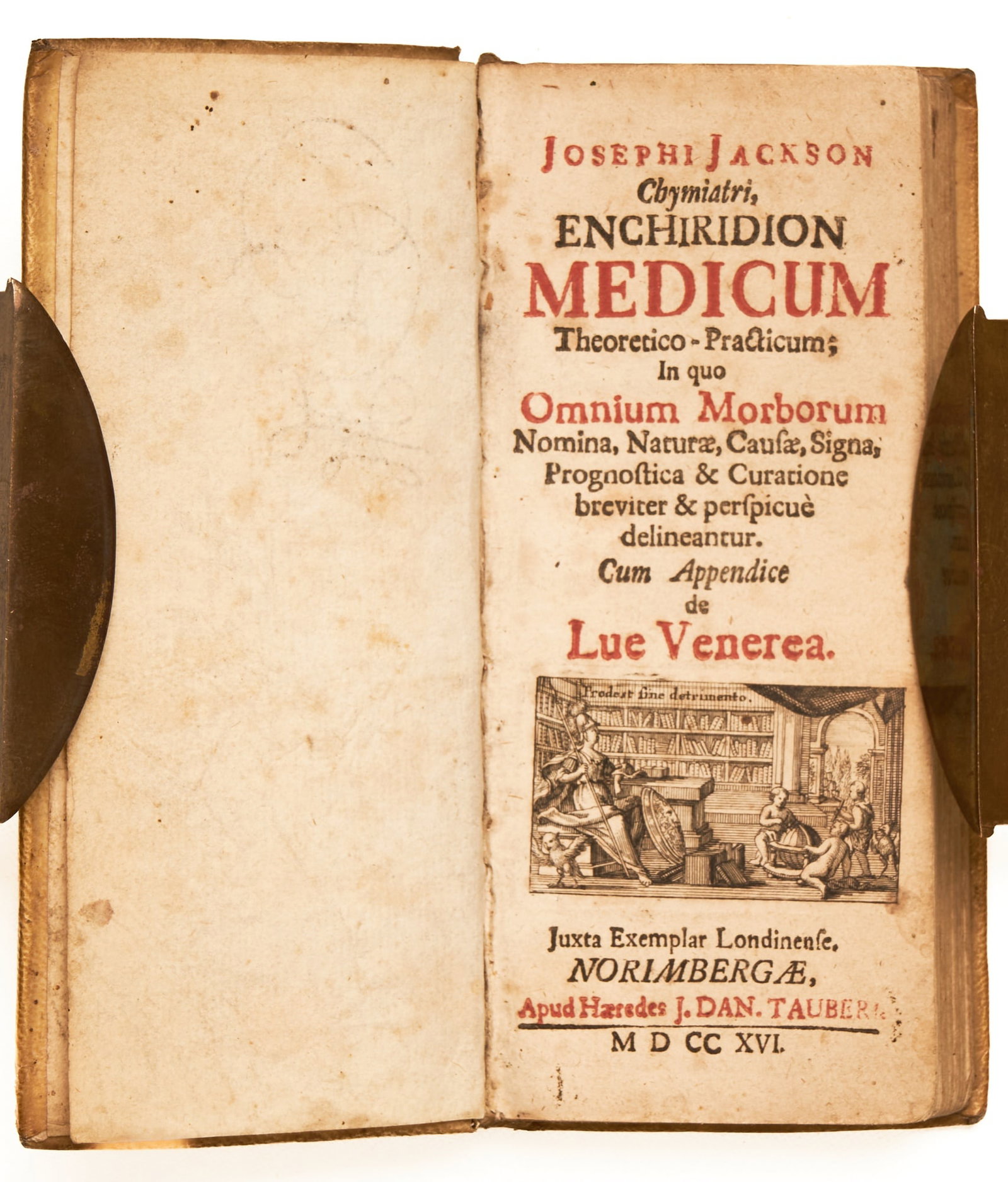 JACKSON, Joseph (Chymiatri): JACKSON, Joseph (Chymiatri) Enchiridion Medicum Theoretico-Practicum, In quo Omnium Morborum Nomina, Naturae, Causae, Signa, Prognostica & Curatione breviter & perspicuè dilineantur. Cum Appendic