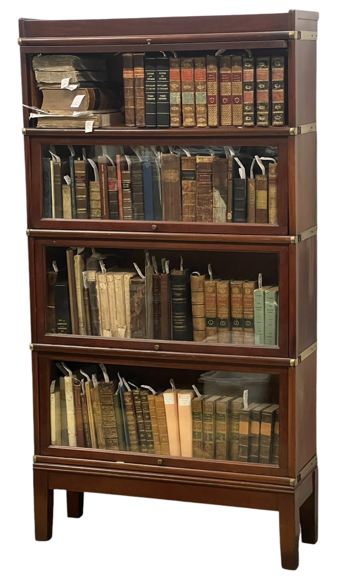 BRASS STRAPPED MAHOGANY BARRISTER BOOKCASE (1 of 5)