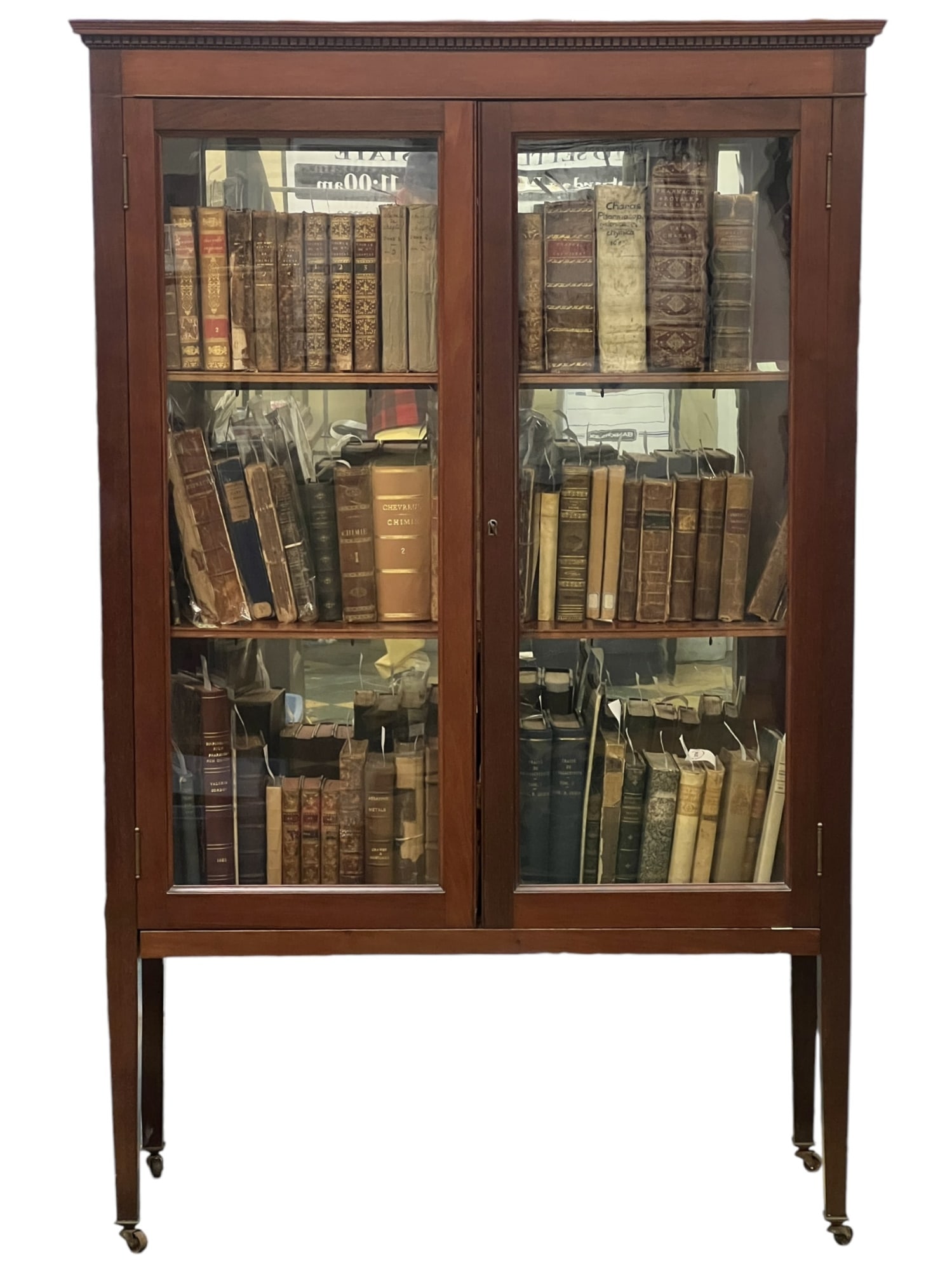 (3) SHELF GLAZED MAHOGANY DISPLAY / BOOK CASE (1 of 3)