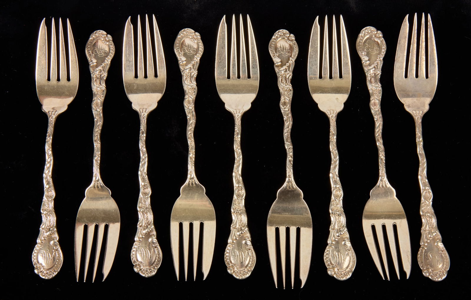 (9) DURGIN "LOUIS XV" STERLING FISH FORKS (1 of 5)