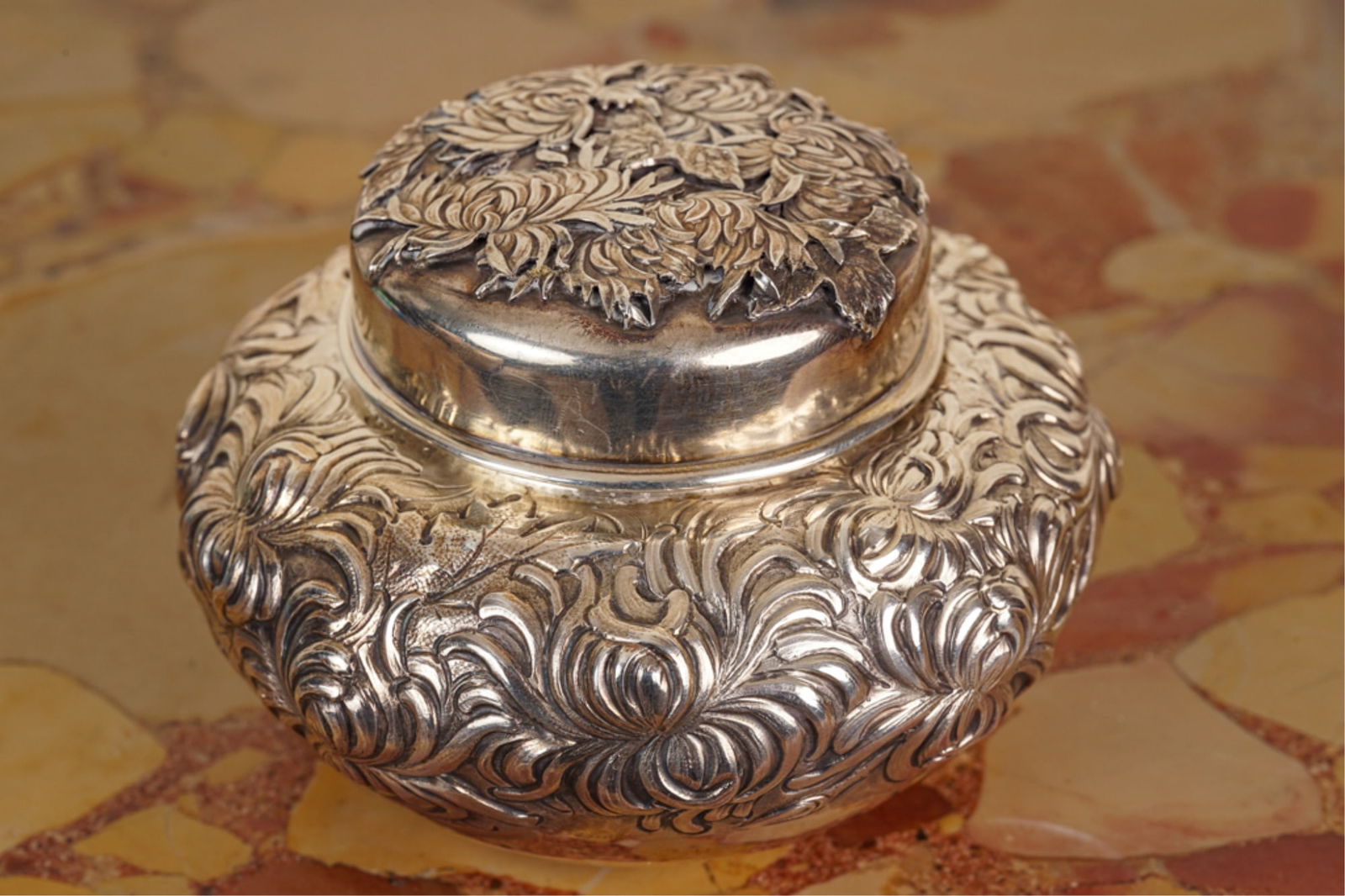 GEORGE W. SHIEBLER REPOUSSE STERLING JAR (1 of 12)