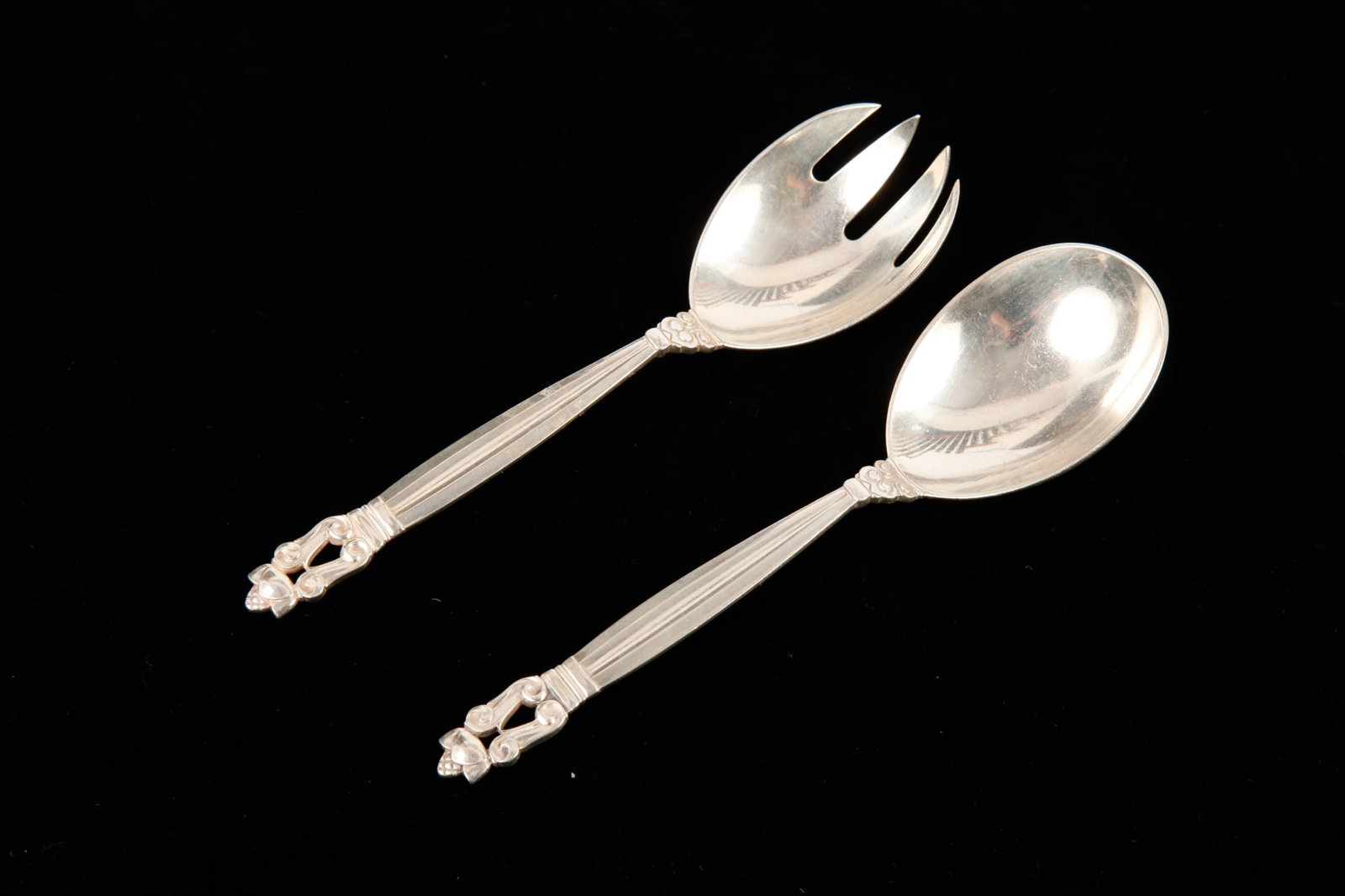 GEORG JENSEN STERLING ACORN SALAD SET (1 of 10)