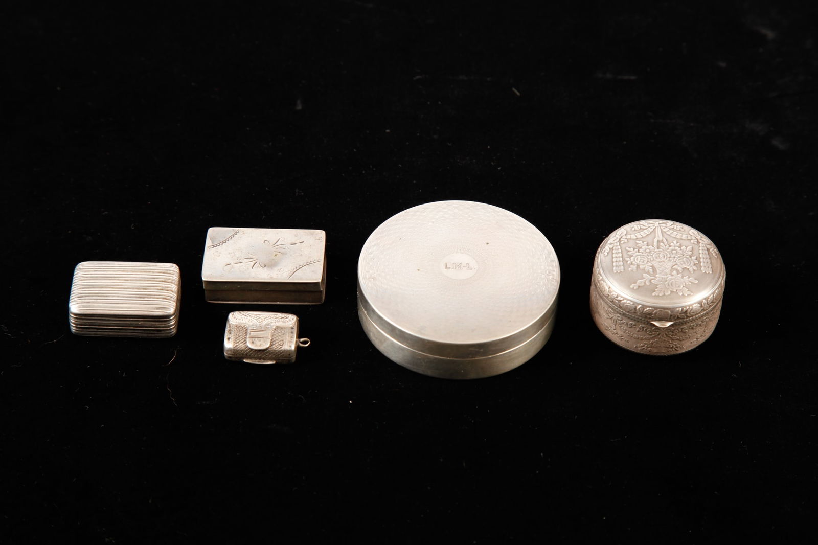 GROUP STERLING, .800, SILVER BOXES, COMPACTS, ETC (1 of 12)